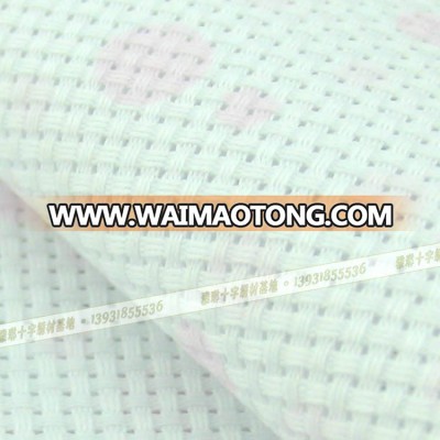 Hot sell high quality China 100% cotton fabric 11 CT clear hole printing cross stitch cottonfabric